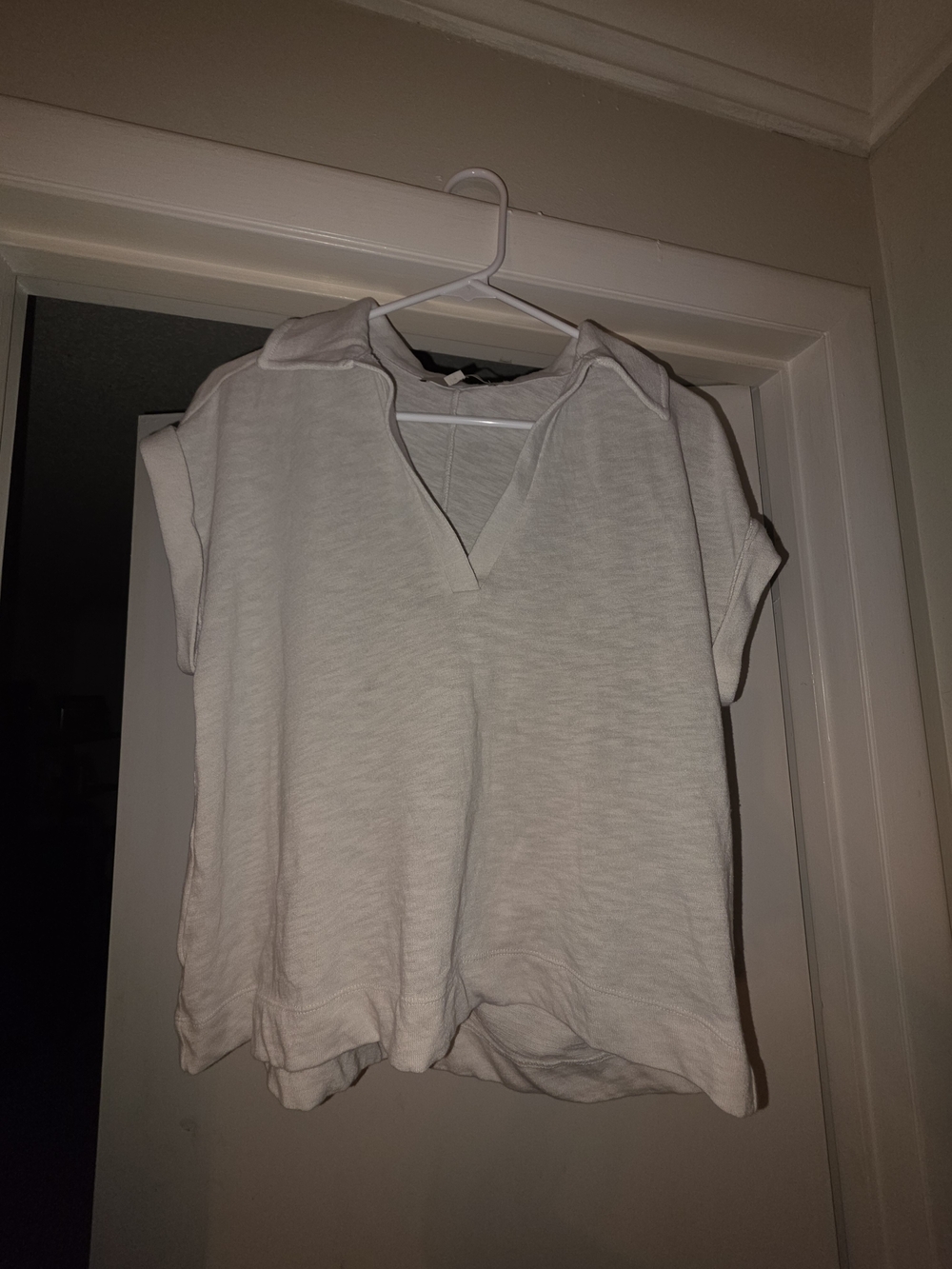 LOFT White Collared V-Neck Crop Top